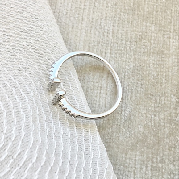 925 sterling Silver Ring CZ open top T initial - Picture 7 of 8